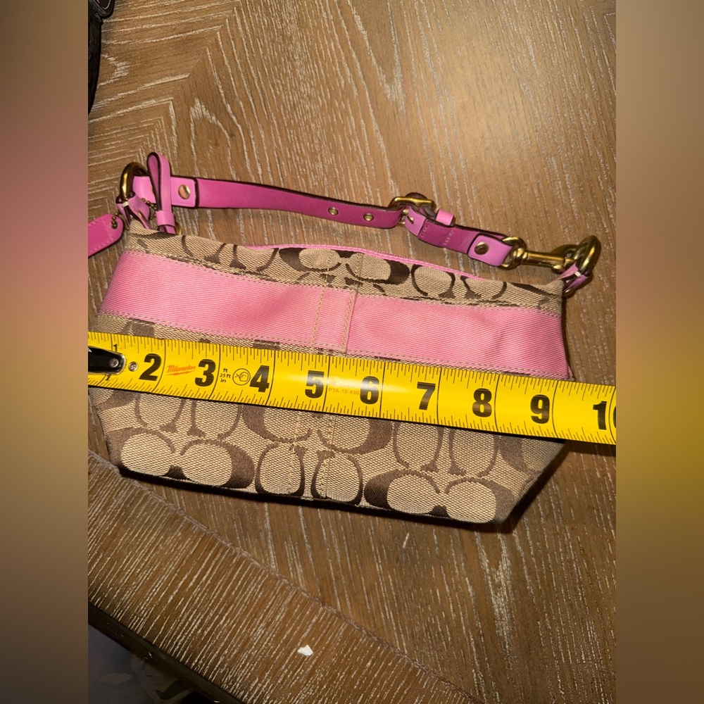 Coach Pink And Tan Signature Demi Bag - Picture 8 of 8
